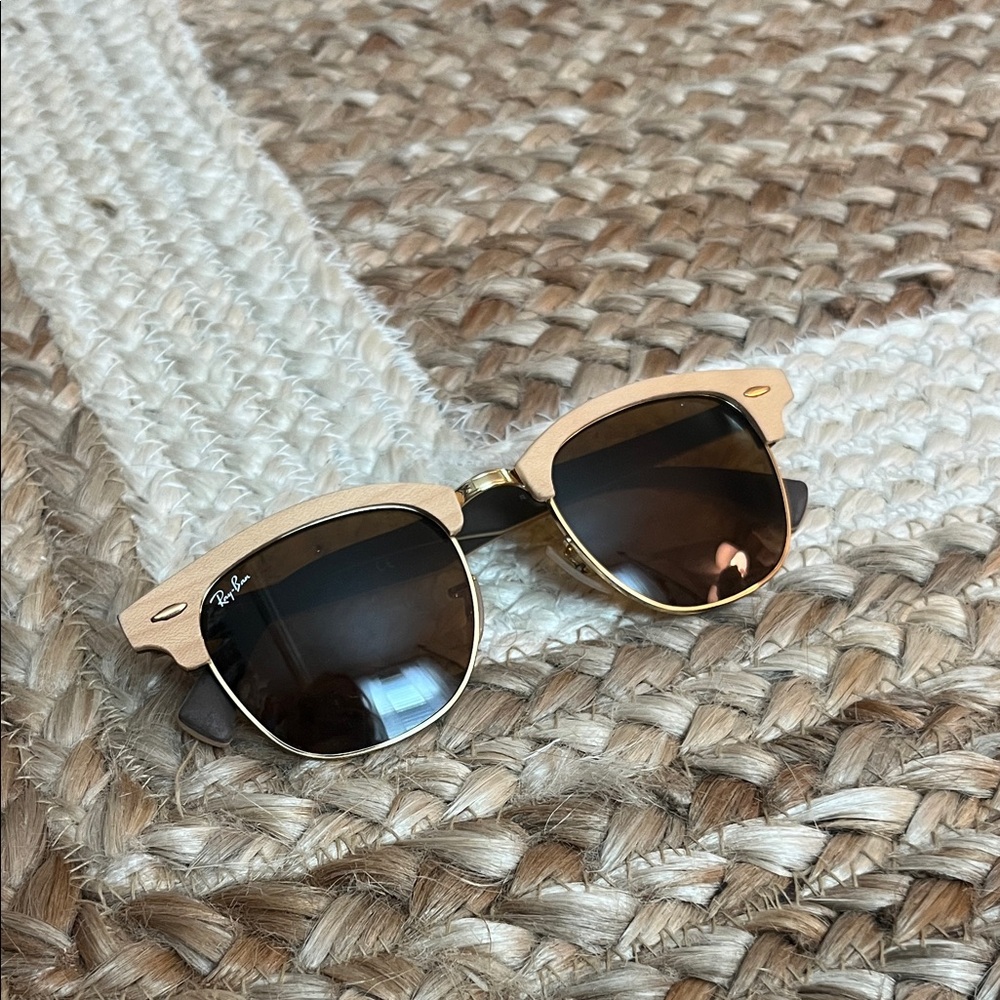Ray-Ban Gold Frame Sunglasses with Brown Lenses